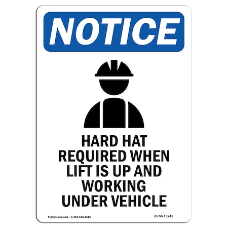 Signmission OSHA, Hard Hat Required, 18in X 12in Rigid Plastic, 12" W, 18" H, Portrait, OS-NS-P-1218-V-13248 OS-NS-P-1218-V-13248